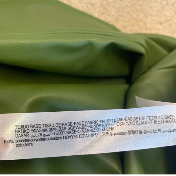Zara Green high-rise faux leather pleather straight bootcut pants vegan XS - Picture 7 of 16